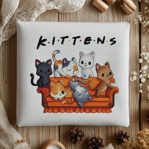 Kittens on Sofa Cross Stitch Pattern: Cute Cats, Friends TV Show (PDF Pattern)