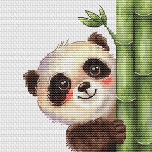 Niedliches Panda Kreuzstichmuster Panda Bär Muster PDF Cute PDF Pattern Panda Cub Kreuzstichmuster DMC Chart Printable PDF Instant Download