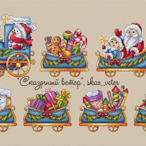 Christmas Express Kreuzstich Muster Weihnachten PDF Muster Weihnachtszug Stickerei Urlaub DMC Chart Printable PDF Instant Download