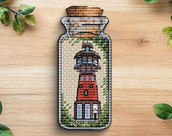 Farol em uma garrafa: torre, minigráfico fácil (padrão em PDF)