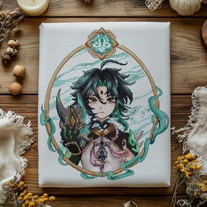 Xiao Anime Cross Stitch Pattern, Genshin Impact Portrait (PDF) image 1