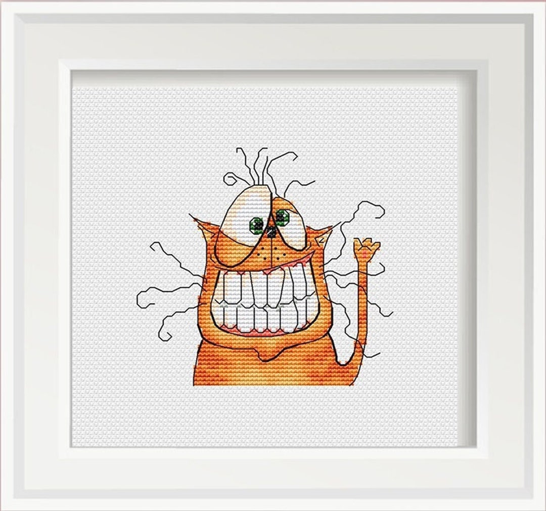 Crazy Cat Cross Stitch Pattern Funny Cat Pattern Ginger Cat Embroidery ...