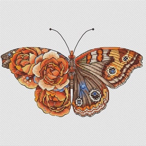 Amber Butterfly Cross Stitch Pattern Butterfly PDF Pattern Buckeye Butterfly Pattern Nature Pattern DMC Chart Printable PDF Instant Download