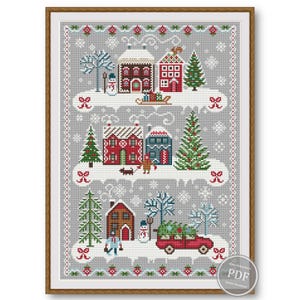 Christmas Cross Stitch Pattern Christmas Village PDF Pattern Christmas House Embroidery Houses DMC Chart Printable PDF Instant Download