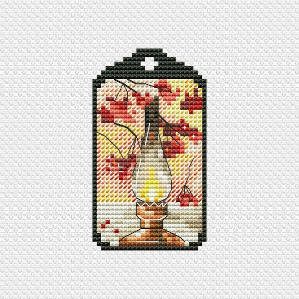 Lamp Cross Stitch Pattern Lantern Pattern Keychain PDF Pattern Small Pattern Mini Pattern Easy DMC Chart Printable PDF Instant Download