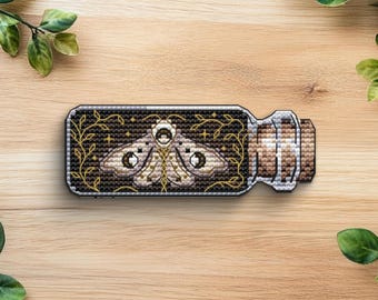Butterfly Bottle Cross Stitch Pattern | Insect Embroidery (PDF Pattern)