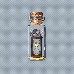 Sand Clock Cross Stitch Pattern Bottle Pattern Mouse PDF Pattern Easy Pattern Mini Pattern Simple DMC Chart Printable PDF Instant Download