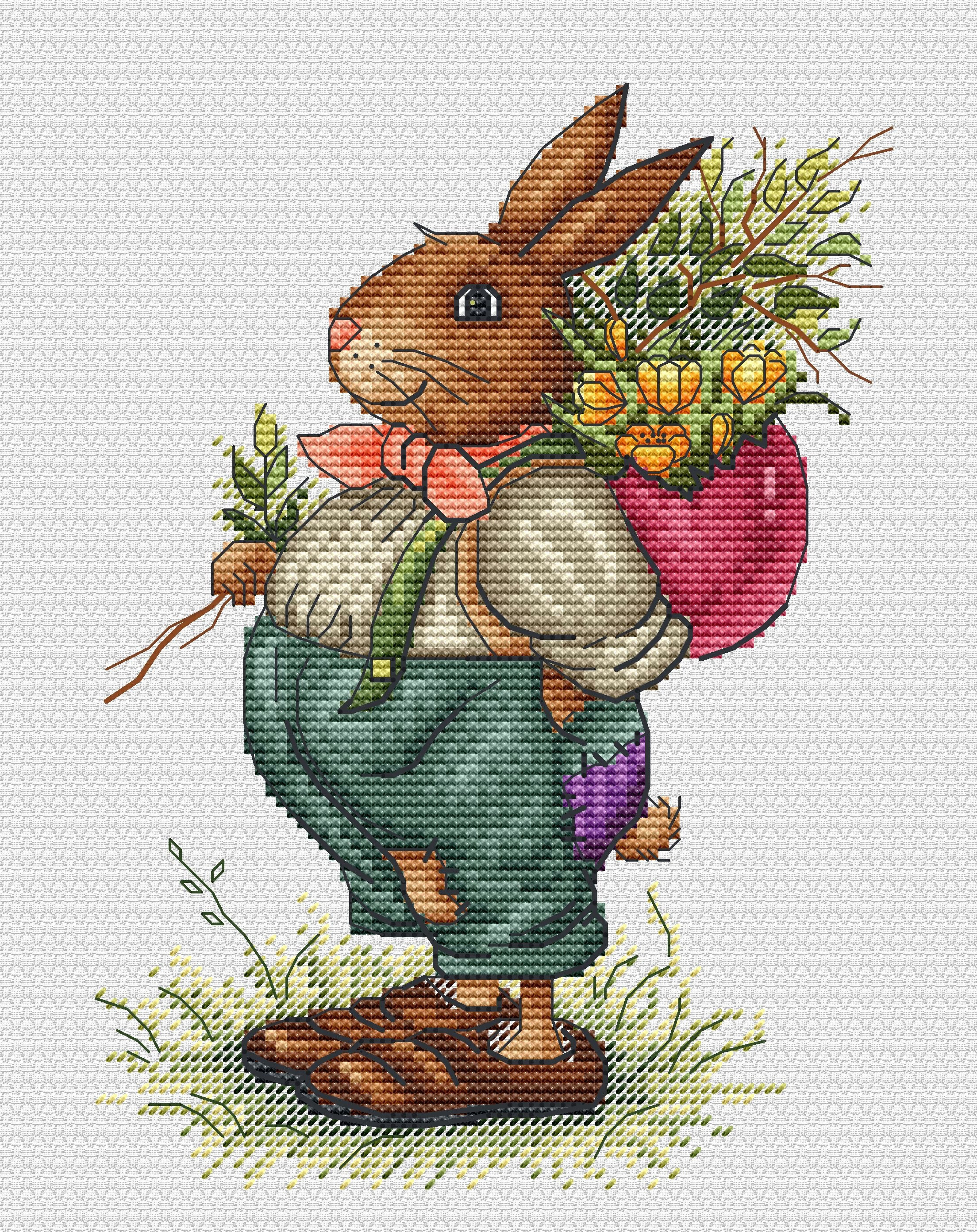 Easter Bunny Cross Stitch Pattern Bunny PDF Pattern Easter Cross Stitch ...