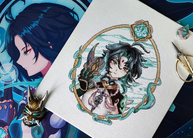 Xiao Anime Cross Stitch Pattern, Genshin Impact Portrait (PDF) image 3