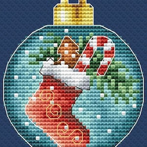 Christmas Stocking Cross Stitch Pattern Christmas Pattern Christmas Bauble PDF Pattern Ornament DMC Chart Printable PDF Instant Download