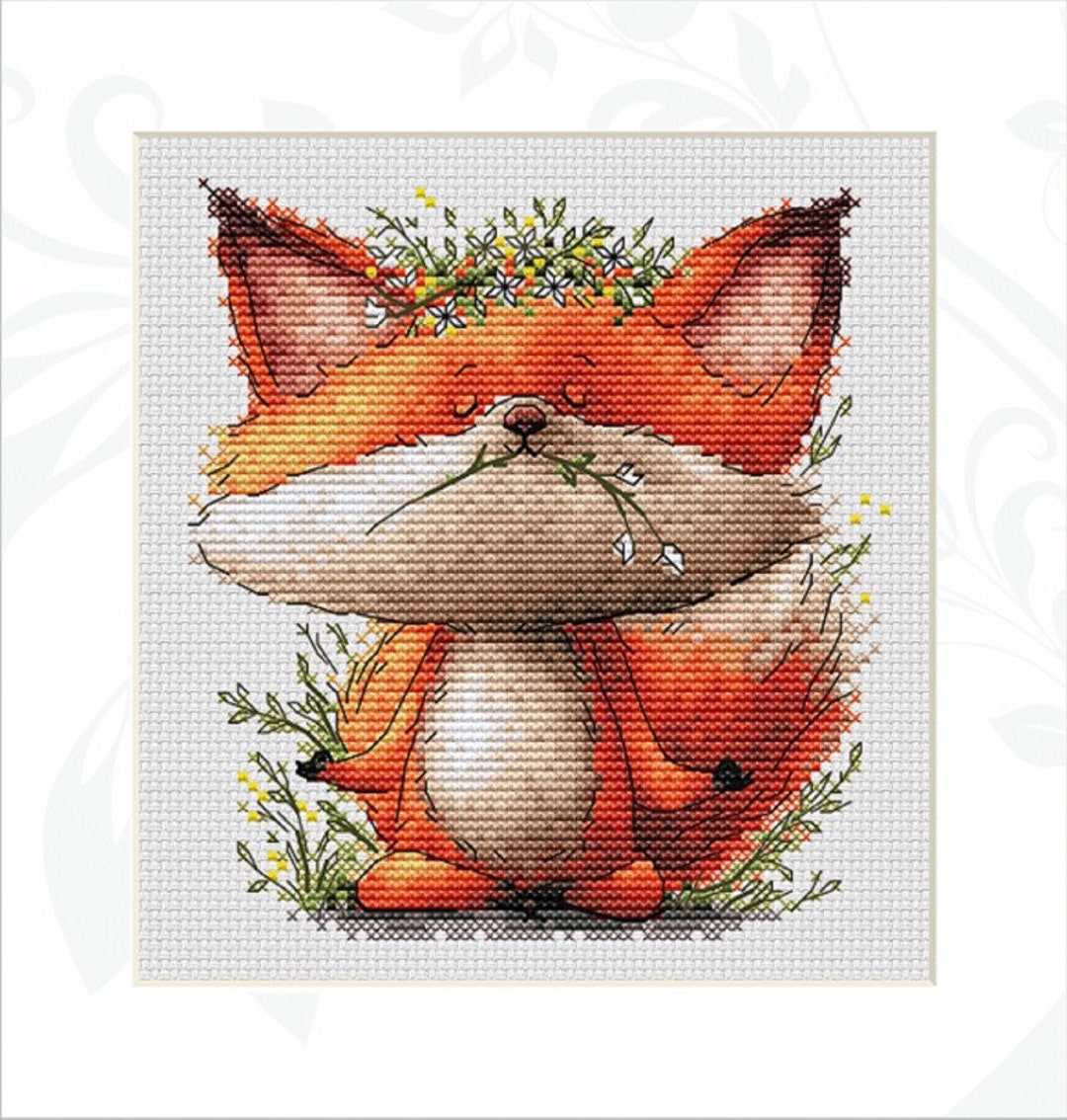 Fox With Flowers Cross Stitch Pattern, Meditation Embroidery (PDF) - Etsy