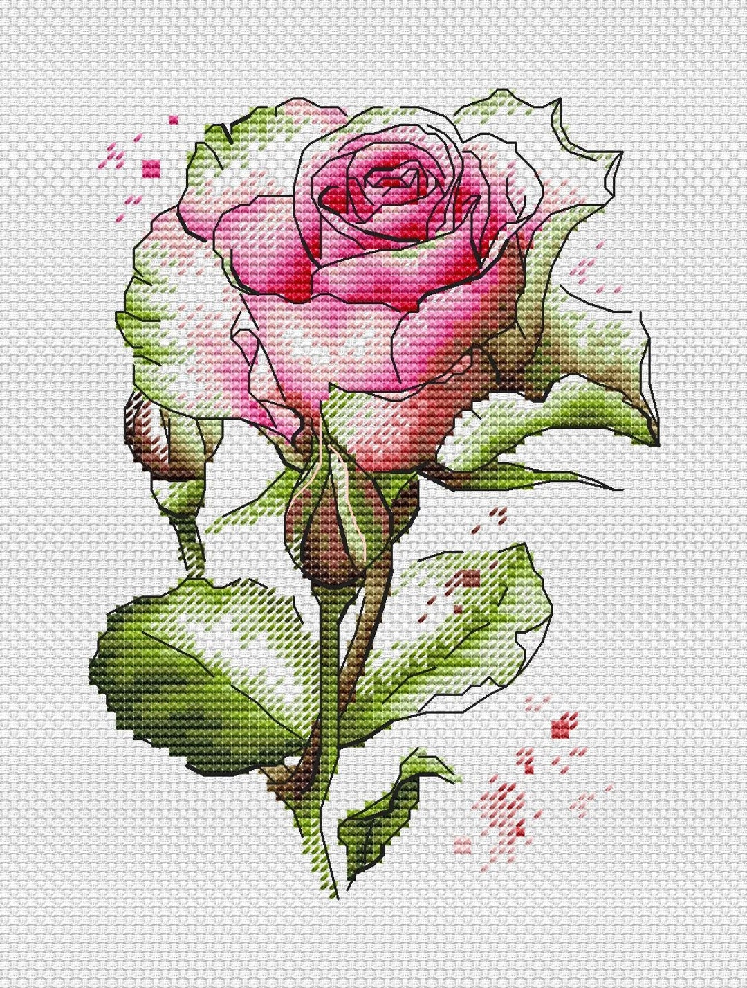 Rose Cross Stitch Pattern Flower Pattern Floral PDF Pattern Pink Flower ...