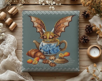 Sleepy Dragon Cross Stitch Pattern, Cookies Embroidery (PDF)