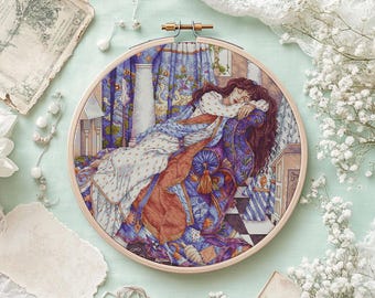 Modèle de point de croix La Belle au bois dormant : Princesse Aurore (téléchargement PDF)