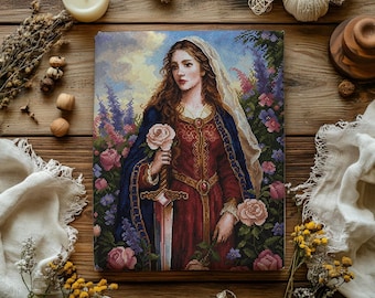 Modèle de point de croix La Dame de coeur | Art féminin romantique (Modèle PDF)