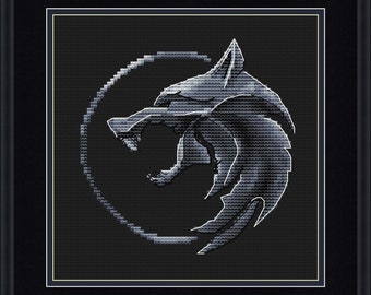 Witcher Wolf Medallion Cross Stitch Pattern (PDF)