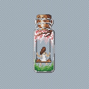 Swings Cross Stitch Pattern Bottle Pattern Woman PDF Pattern Easy Pattern Small Pattern Mini Simple DMC Chart Printable PDF Instant Download