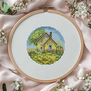 Little House Cross Stitch Pattern, Summer Cottage (PDF Pattern)