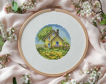 Little House Cross Stitch Pattern, Summer Cottage (PDF Pattern)