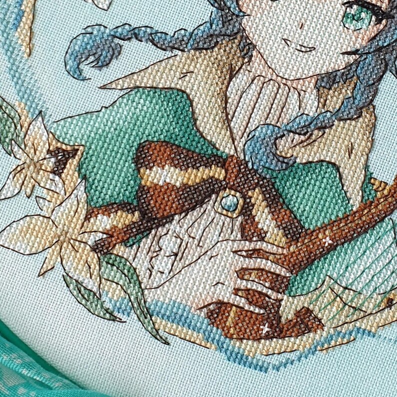 Venti Cross Stitch Pattern: Anime Portrait, Fantasy Design (PDF Pattern) image 5