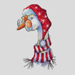 Christmas Goose Cross Stitch Pattern Goose Pattern Christmas Pattern Holiday Pattern Duck Pattern DMC Chart Printable PDF Instant Download
