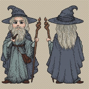 Grey Wizard Cross Stitch Pattern Mage Pattern Fantasy Pattern Middle-Earth Pattern Grey Pilgrim DMC Chart Printable PDF Instant Download