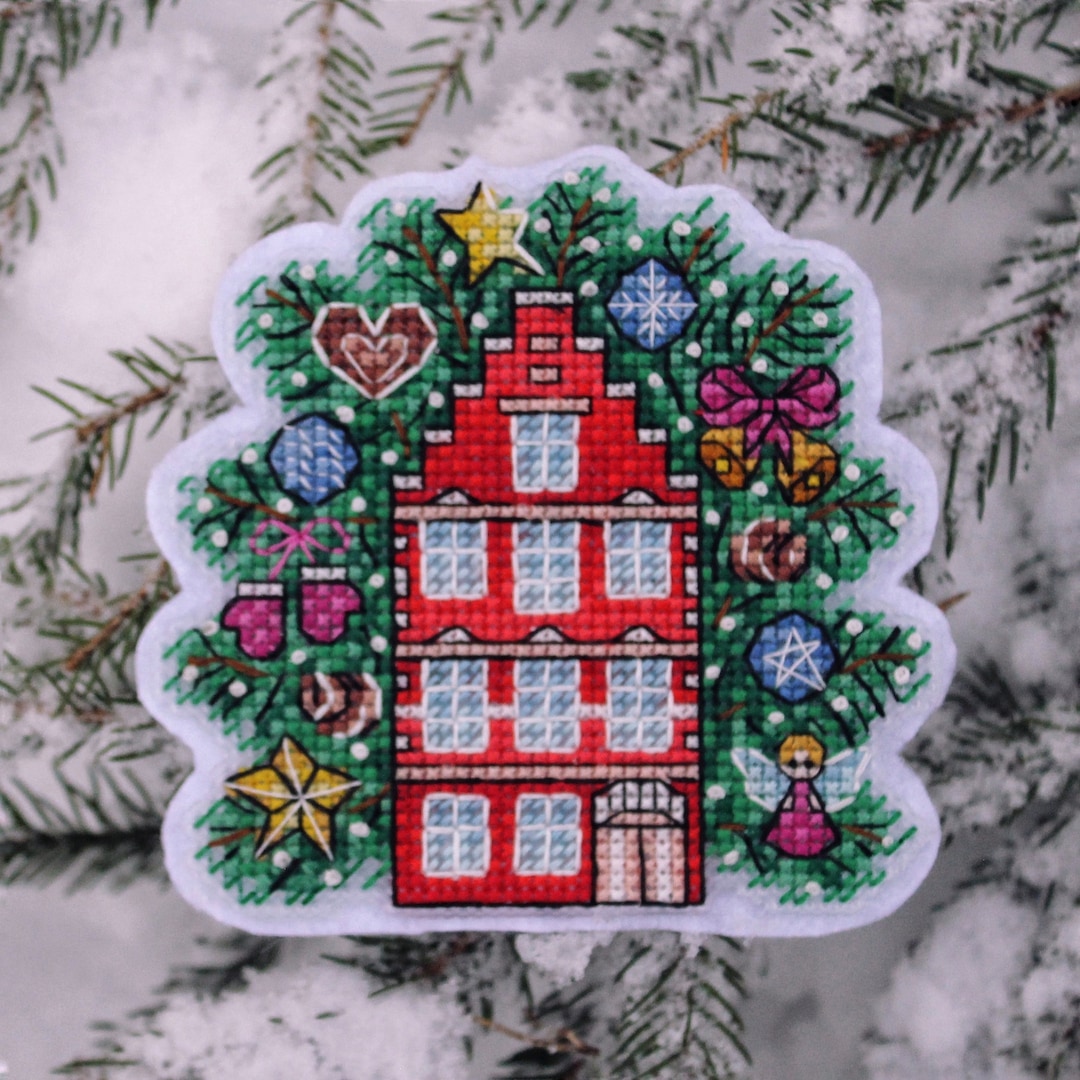 Christmas House Cross Stitch Pattern Christmas Pattern House Embroidery
