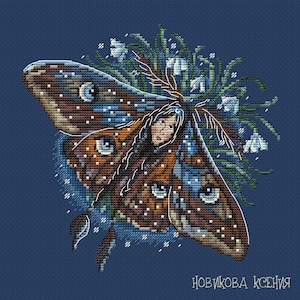 Moth Cross Stitch Pattern Butterfly Pattern Night Butterfly PDF Pattern Nature Pattern DMC Chart Printable PDF Instant Download