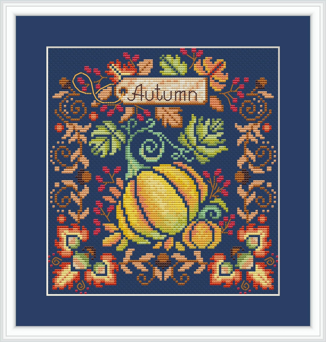 Pumpkin Autumn Cross Stitch Pattern: Modern Fall Embroidery (PDF ...