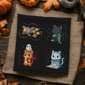Kitten Wizards Cross Stitch Pattern, Magic School Cats (PDF Pattern)