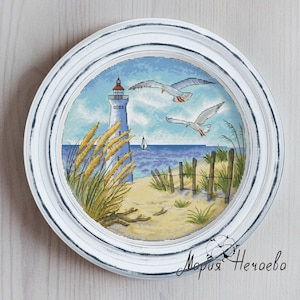 Lighthouse Cross Stitch Seascape Pattern Landscape Cross Stitch Pattern Beach Needlepoint Marine DMC Chart Printable PDF Instant Download