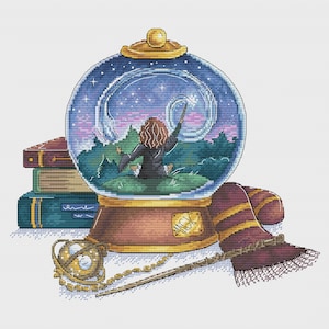 Magic Cross Stitch Pattern Wizard Pattern Fantasy Embroidery Magic Globe Pattern Magic Wand Pattern DMC Chart Printable PDF Instant Download