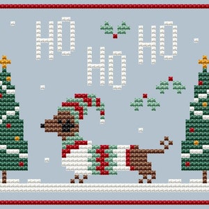 Christmas Dachshund Cross Stitch Pattern Christmas Dog Pattern Christmas Tree PDF Pattern Christmas DMC Chart Printable PDF Instant Download