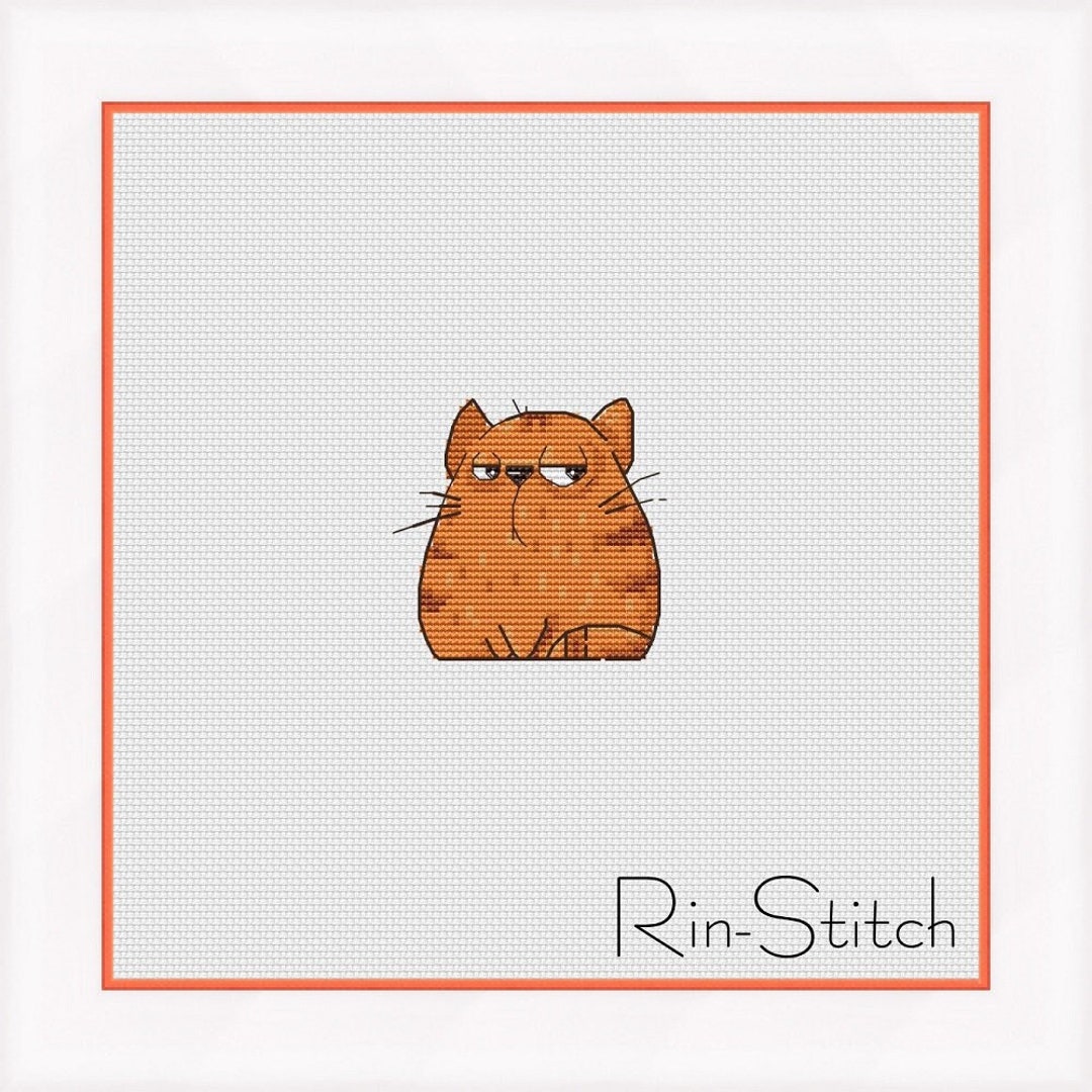 Ginger Cat Cross Stitch Pattern Cute Cat Pattern Small Embroidery Mini