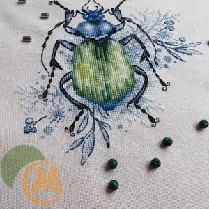 Firefly Cross Stitch Pattern Bug PDF Pattern Green Beetle Cross Stitch ...