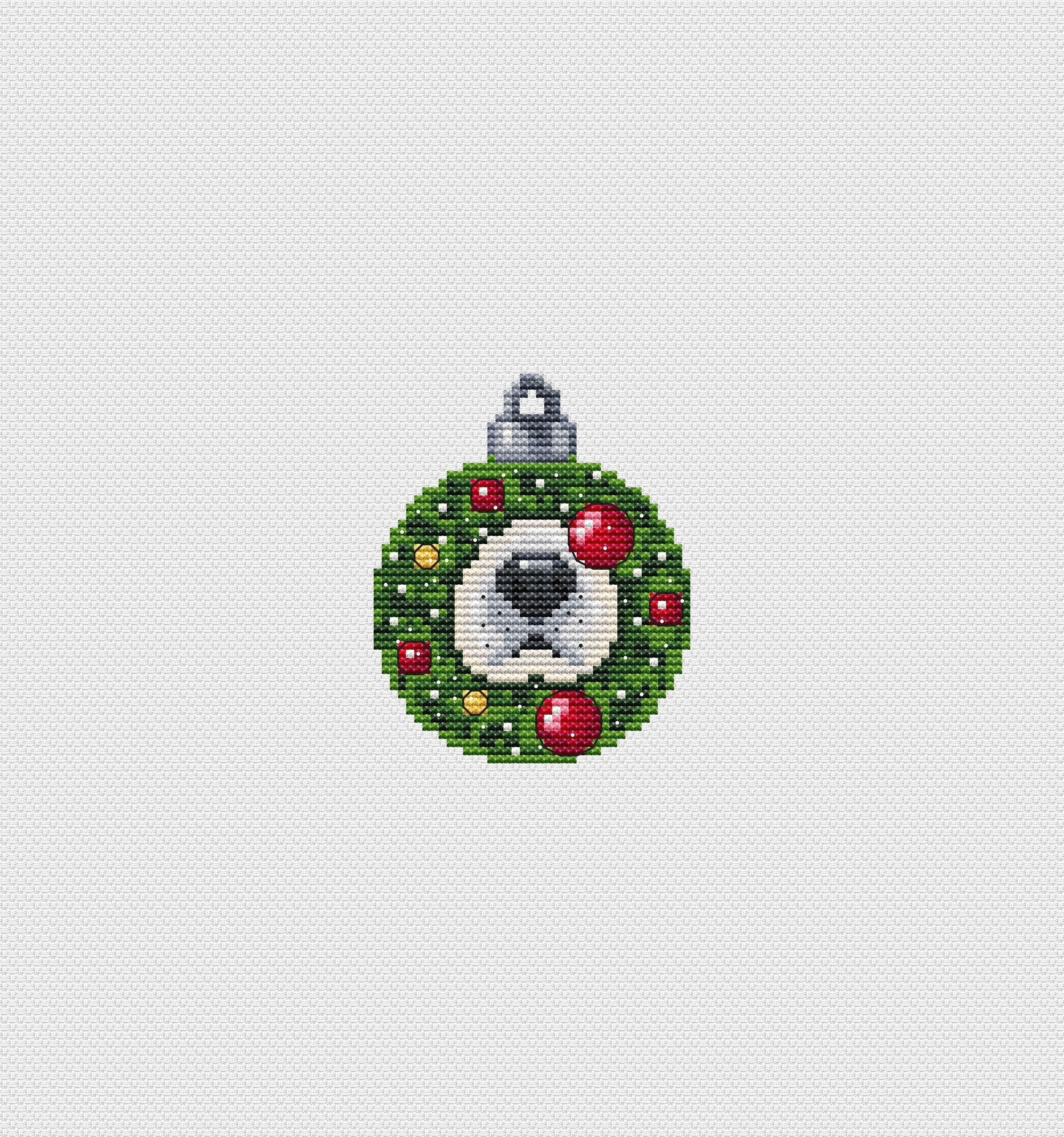 Christmas Ball Cross Stitch Pattern Christmas Wreath Pattern Christmas PDF Pattern Snout Pattern DMC Chart Printable PDF Instant Download