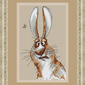 Funny Rabbit Cross Stitch Pattern Cartoon PDF Pattern Bunny Embroidery Cute Hare Pattern Rabbit DMC Chart Printable PDF Instant Download