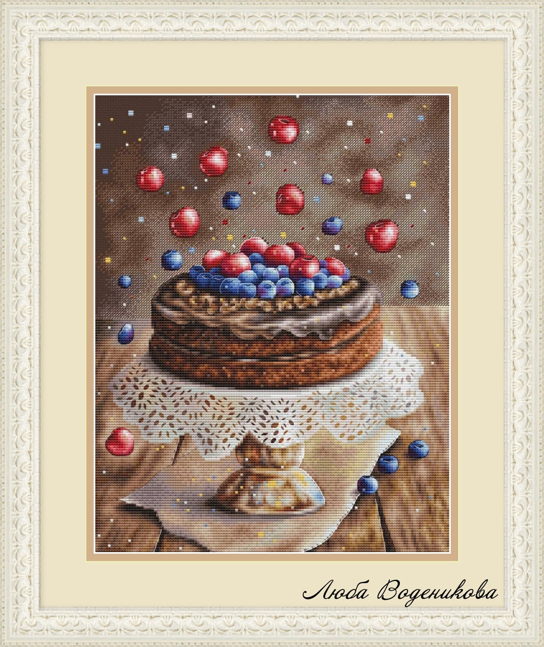 Berry Cake Cross Stitch Pattern Chocolate Cake Pattern Berries PDF ...