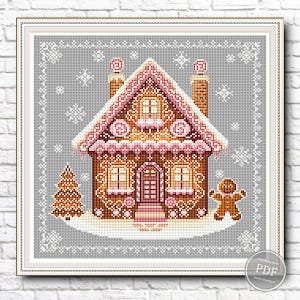 Gingerbread House Cross Stitch Pattern Christmas PDF Pattern Christmas House Embroidery House DMC Chart Printable PDF Instant Download