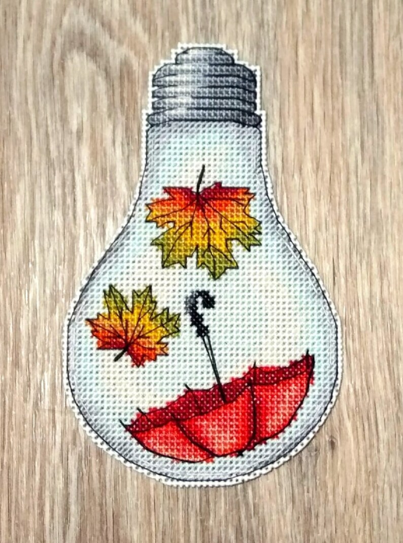 Autumn Cross Stitch Pattern Light Bulb Cross Stitch Lamp Etsy