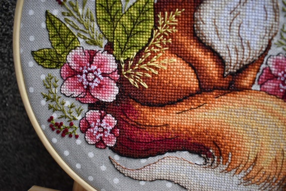 Fox and Flowers Cross Stitch Pattern, Floral Embroidery (PDF) - Etsy
