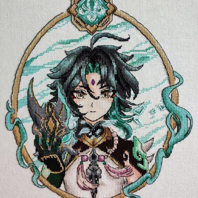 Xiao Anime Cross Stitch Pattern, Genshin Impact Portrait (PDF) image 4