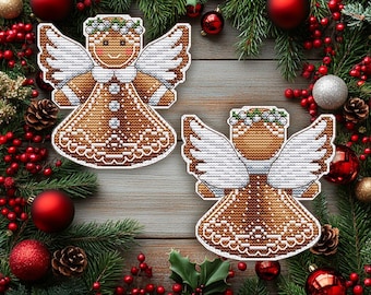 Patrón de punto de cruz de ángel de jengibre: Diseño navideño (Patrón PDF)