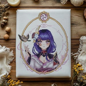Raiden Kreuzstich-Muster Genshin Portrait (PDF Download) Bild 1