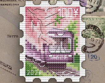 Schema punto croce francobollo tram - Piccolo mini (schema PDF)