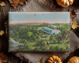 Flying Car Cross Stitch Pattern: Fantasy Landscape (PDF Pattern)