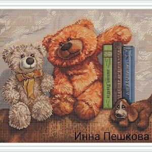 Teddies Cross Stitch Pattern Toys PDF Pattern Teddy Bear Embroidery Plush Toy Pattern Plush Bear DMC Chart Printable PDF Instant Download