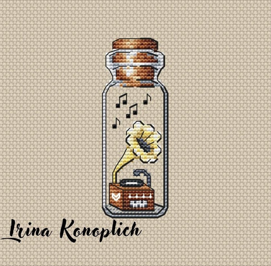 Gramophone Cross Stitch Pattern Bottle Pattern Music PDF Pattern Easy ...