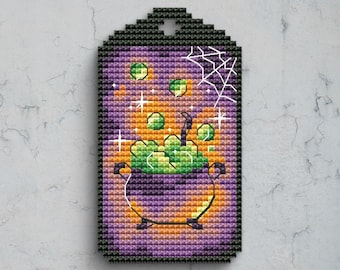 Cauldron Potion Cross Stitch Pattern: Spooky Halloween Design (PDF Pattern)