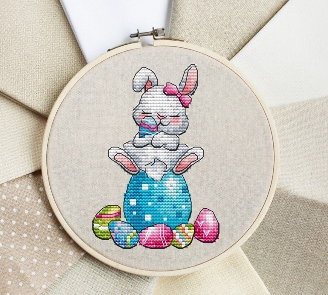 Cute Bunny Cross Stitch Pattern Easter Pattern Easter Bunny Embroidery ...